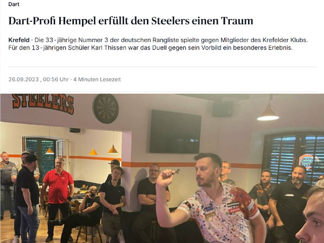 Dart-Profi Hempel erfüllt den Steelers einen Traum (RP)